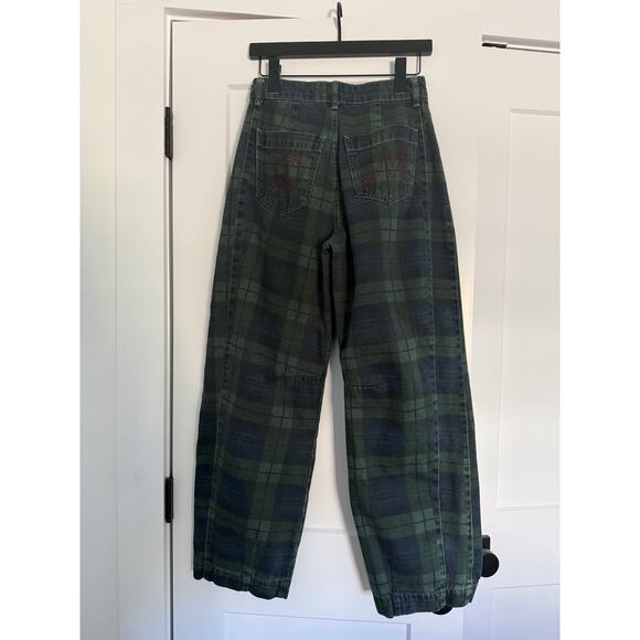 $180 New Damson Madder Neve High Rise Straight Jeans - Blue Plaid - 2 - Picture 12 of 14